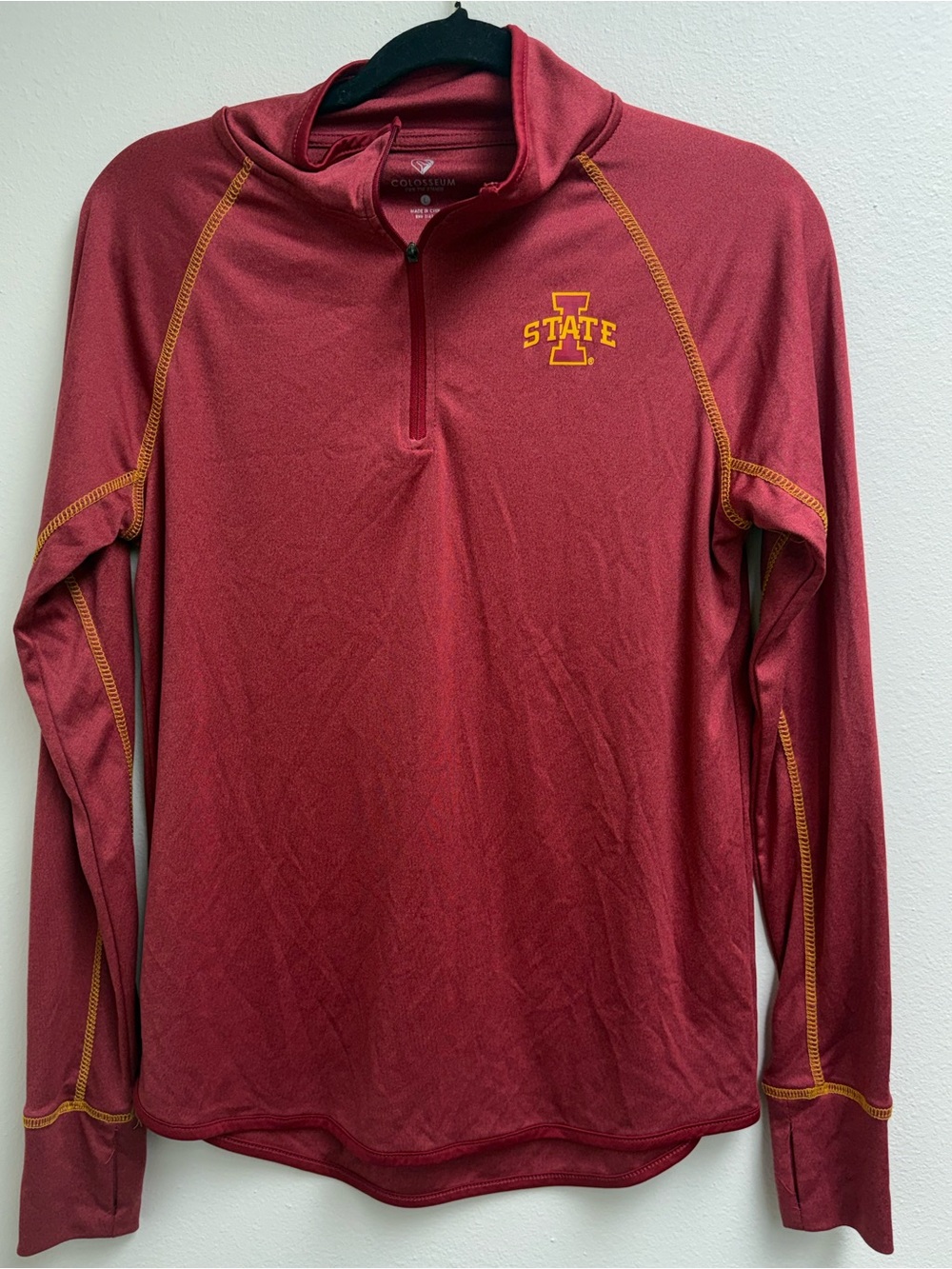 Women's Maroon Quarter‑Zip Long Sleeve Performance Top - Iowa State Logo